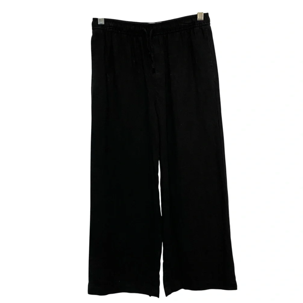 Old Navy Cream Ribbed Tee & Black Wide-Leg Pull-On Pants Kids Set Size Large